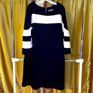 Retro Black and White Style Dress with Stylized Bell Sleeves Size 20W NWOT